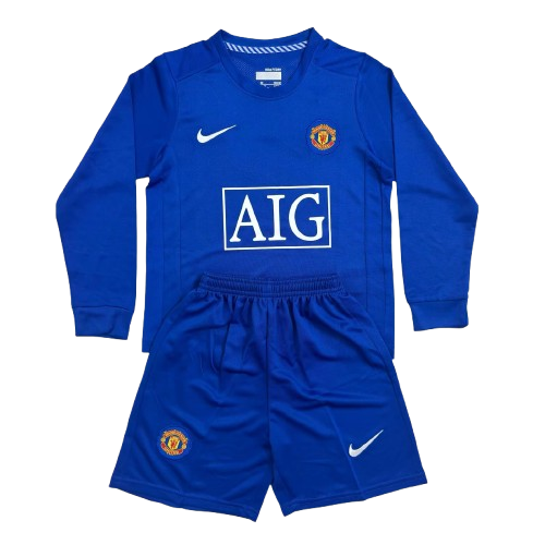 Manchester United 2007-08 Away Long Sleeve Retro Kids Kit